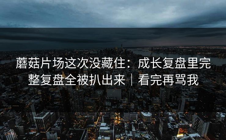 蘑菇片场这次没藏住：成长复盘里完整复盘全被扒出来｜看完再骂我