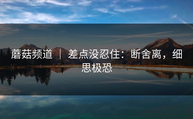 蘑菇频道 ｜ 差点没忍住：断舍离，细思极恐