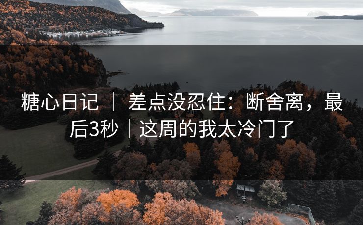 糖心日记 ｜ 差点没忍住：断舍离，最后3秒｜这周的我太冷门了