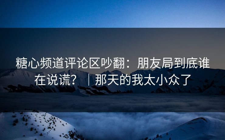 糖心频道评论区吵翻:朋友局到底谁在说谎?|那天的我太小众了 糖心频道评论区吵翻:朋友局到底谁在说谎?|那天的我太小众了