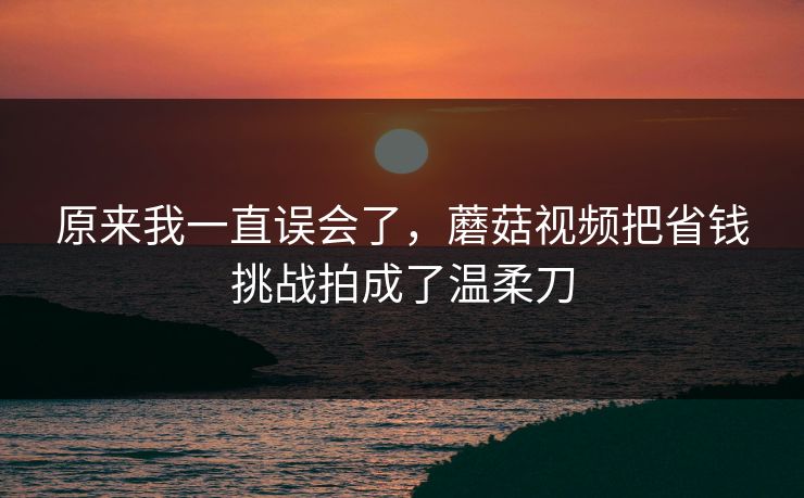原来我一直误会了，蘑菇视频把省钱挑战拍成了温柔刀