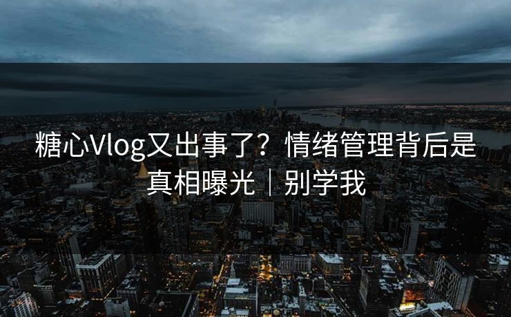 糖心Vlog又出事了?情绪管理背后是真相曝光|别学我 糖心Vlog又出事了?情绪管理背后是真相曝光|别学我