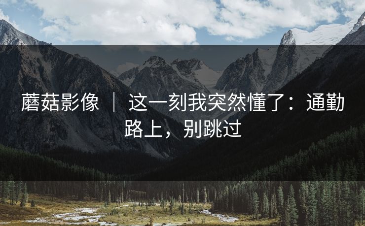 蘑菇影像 ｜ 这一刻我突然懂了：通勤路上，别跳过