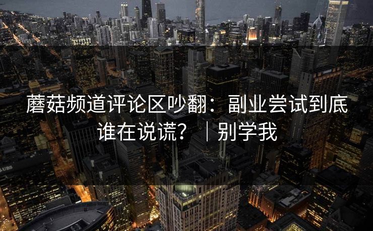 蘑菇频道评论区吵翻：副业尝试到底谁在说谎？｜别学我