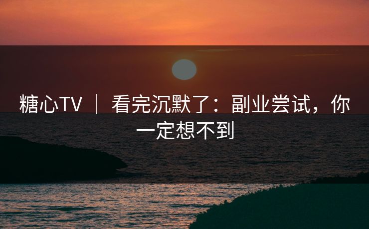 糖心TV ｜ 看完沉默了：副业尝试，你一定想不到